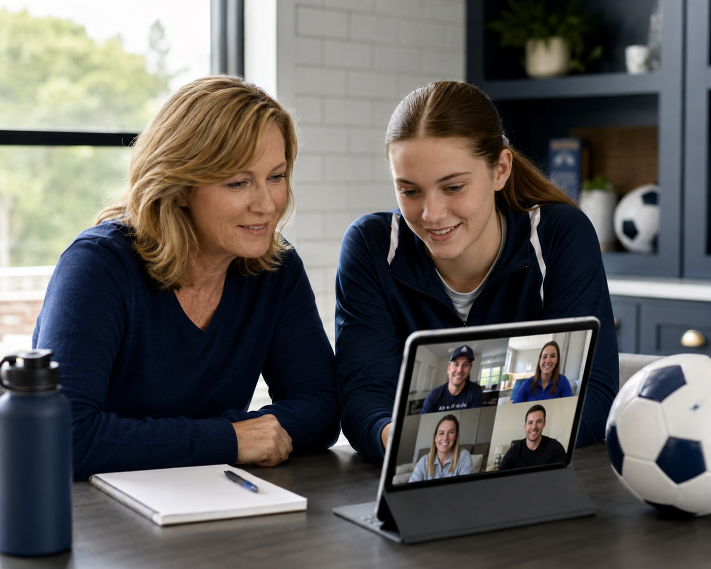 Parent and athlete reviewing mentorship resources together