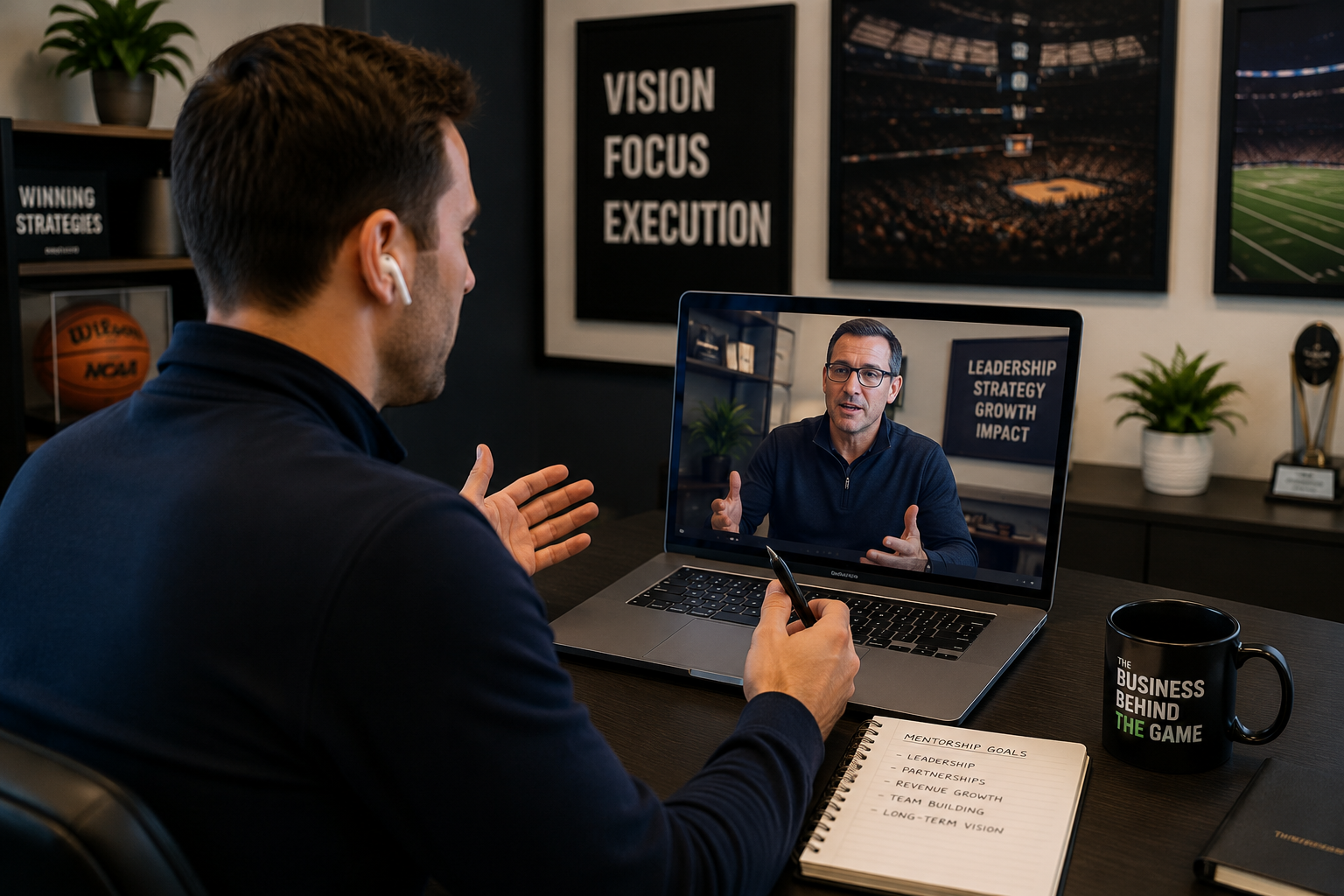 Sports business professional in virtual mentorship session